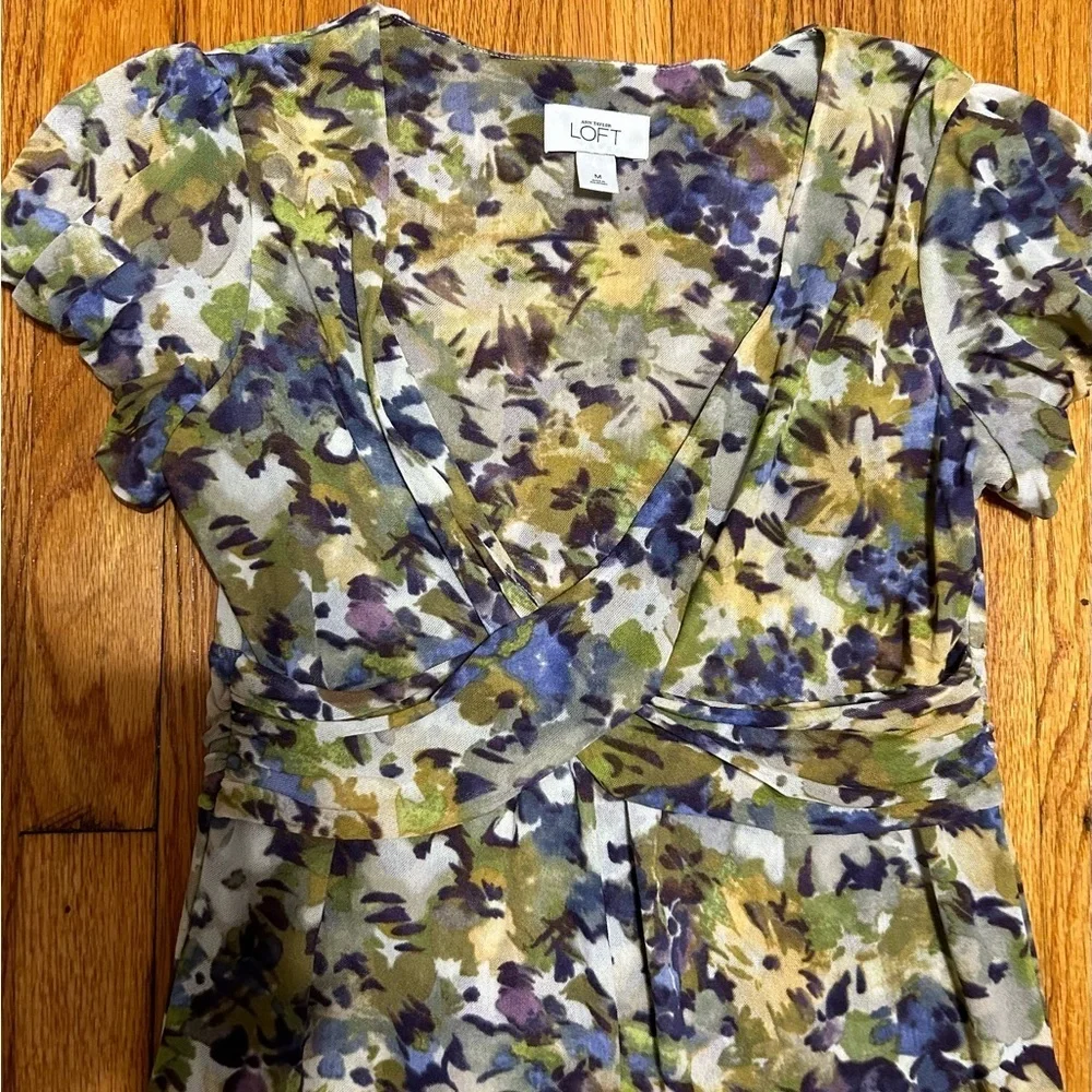 Ann Taylor LOFT Empire Floral Y2K Blouse Top Size M - Picture 2 of 9